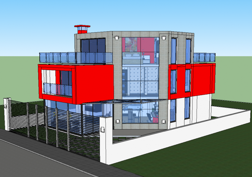 3d model of a residential bungalow detail Sketch-up file