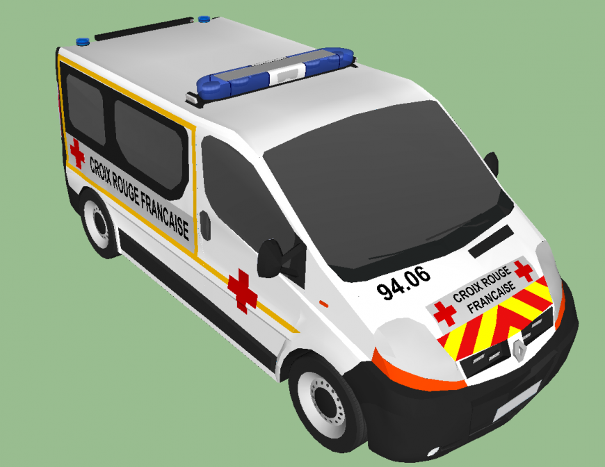 3d model of ambulance detail vehicle block sketch-up file