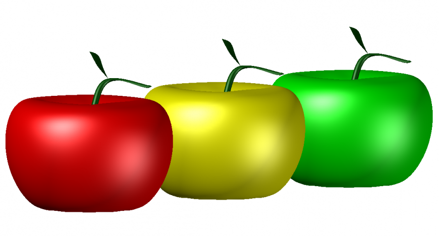3d model of an apple in dwg AutoCAD file.