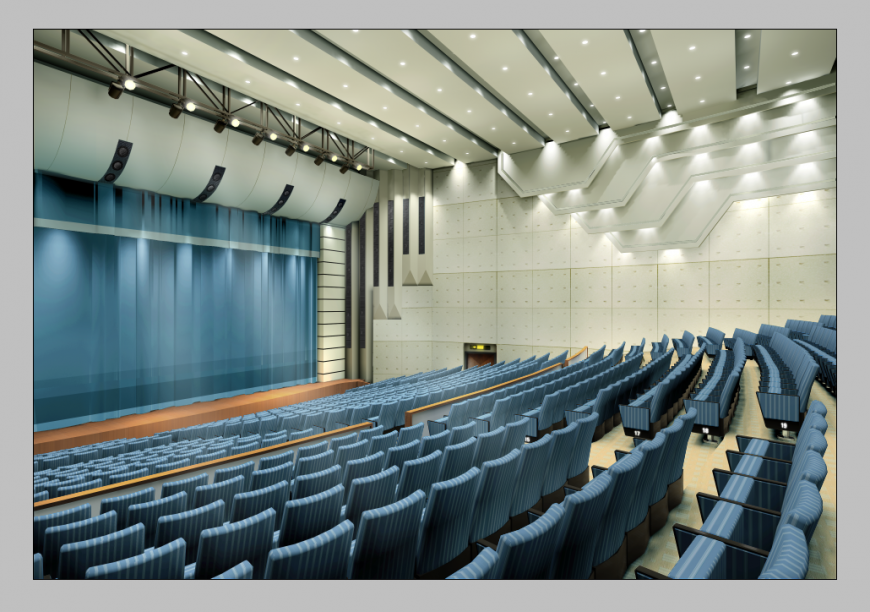 3d model of an Auditorium building detail elevation Photoshop file
