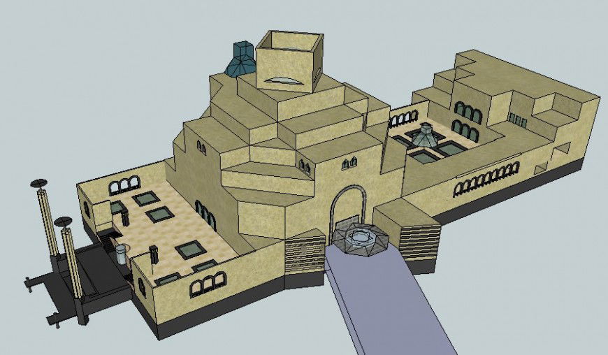 3d model of ancient architectural monument drawing in SketchUp