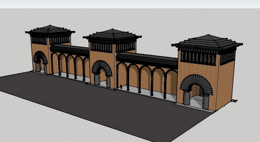3d model of architectural building block sketch-up file