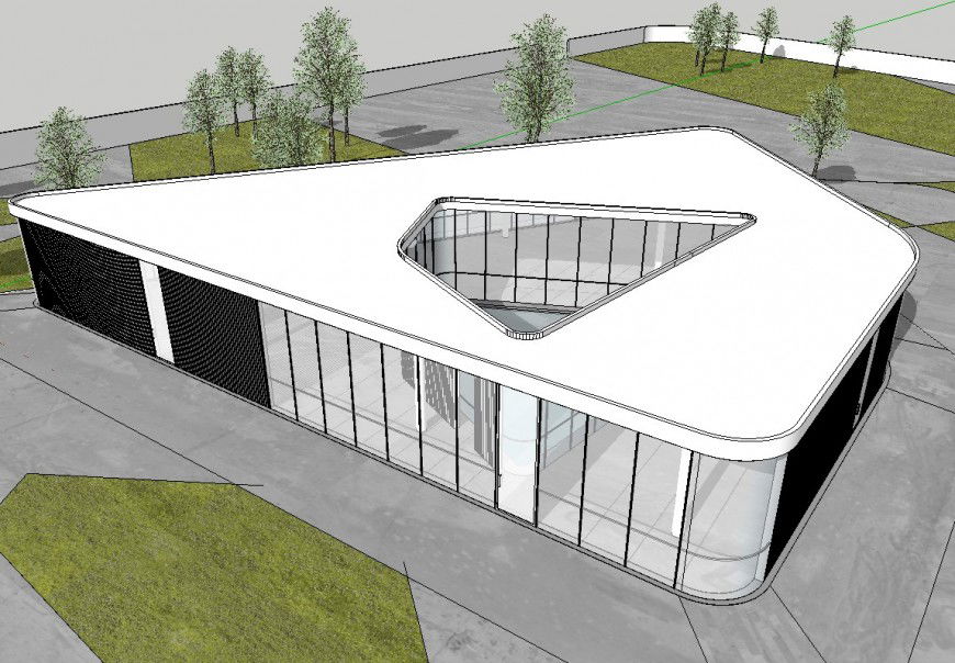 3d model of art center design skp file