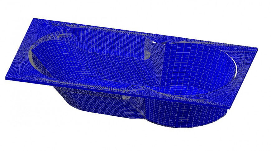 3d model of bath-tub detail CAD sanitary block layout file in autocad format
