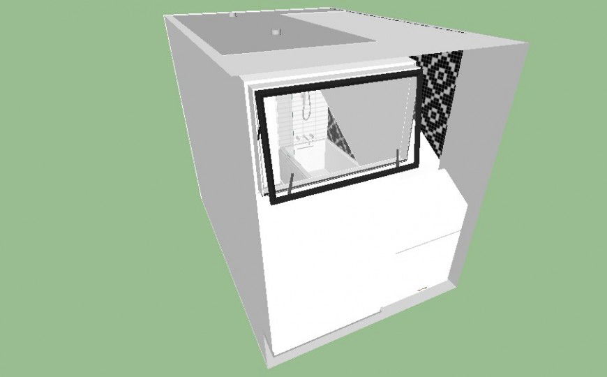 3d model of bathroom area drawing in sketch-up software