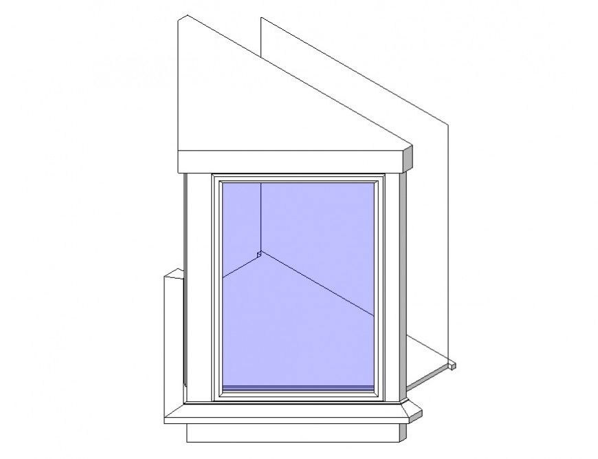 3d model of Bay window CAD blocks layout Revit file
