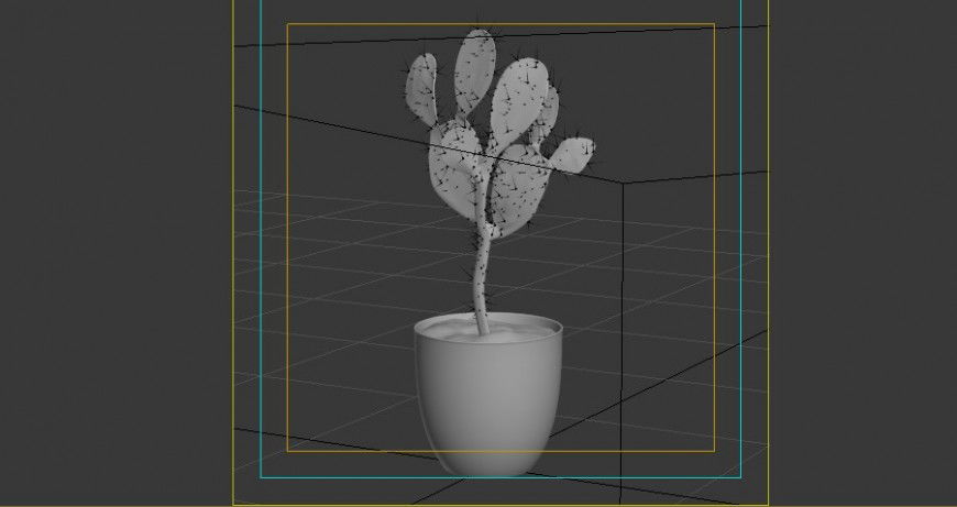 3d model of cactus plant with planter detail revit file