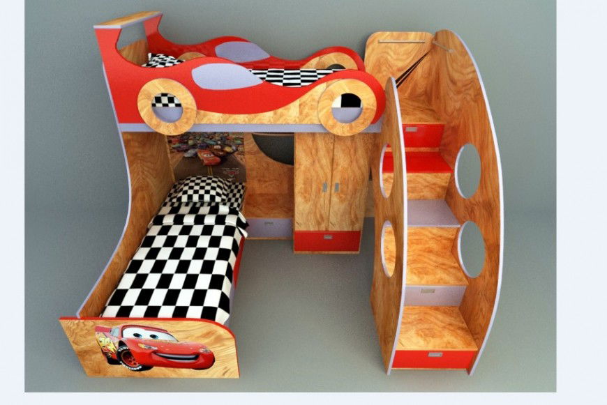 Children Bed Furniture Block SketchUp 3D Model Layout File