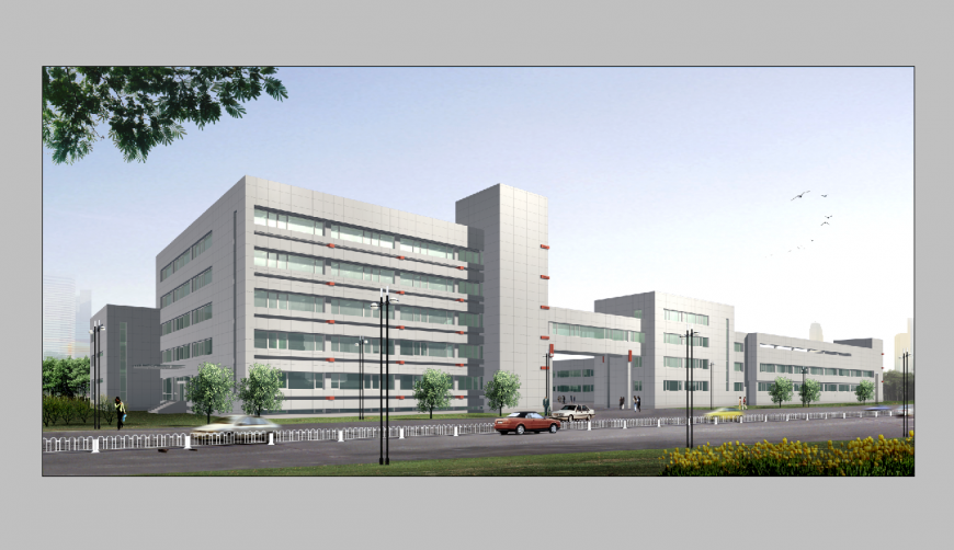 3d model of Commerce building detail elevation PSD file