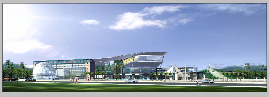 3d model of commercial building and area elevation PSD file