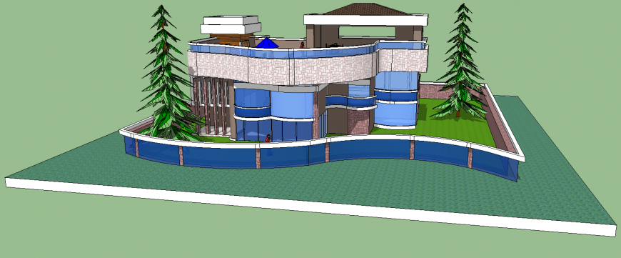 3d model of cottage house in skp file.