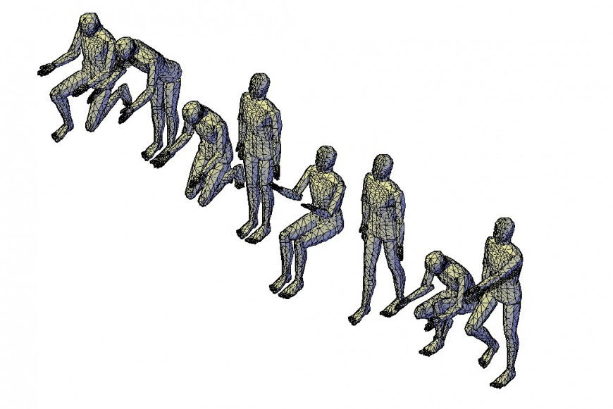3d model of different people blocks detail autocad file