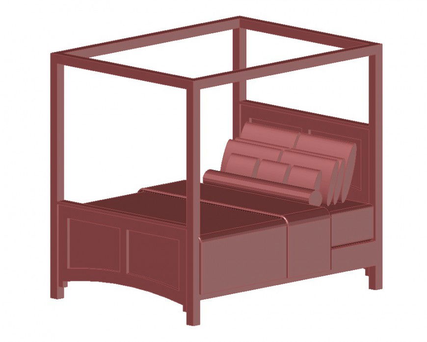 3d model of double bed Furniture block layout file in dwg format