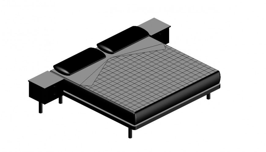 3D Model of Double Bed CAD Furniture Unit Layout DWG file