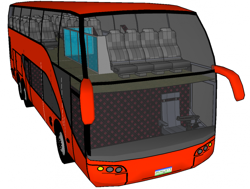 3d model of double decker bus layout vehicle unit sketch-up file
