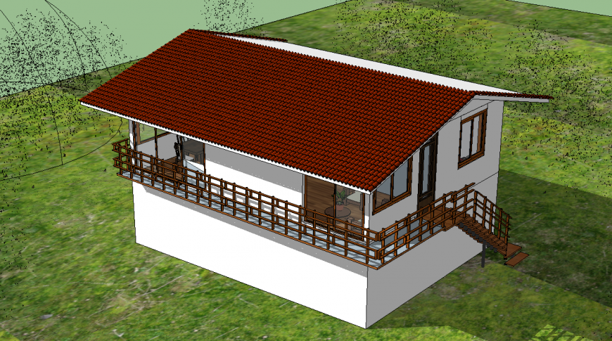 3d model of farm house in skp Sketch Up file.