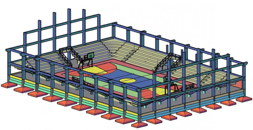 3d model of foot-ball ground layout CAD structure block dwg file