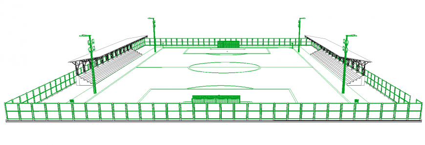3d model of football ground in dwg AutoCAD file.