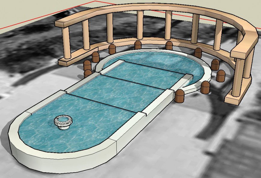 3d model of fountain design block layout sketch-up file