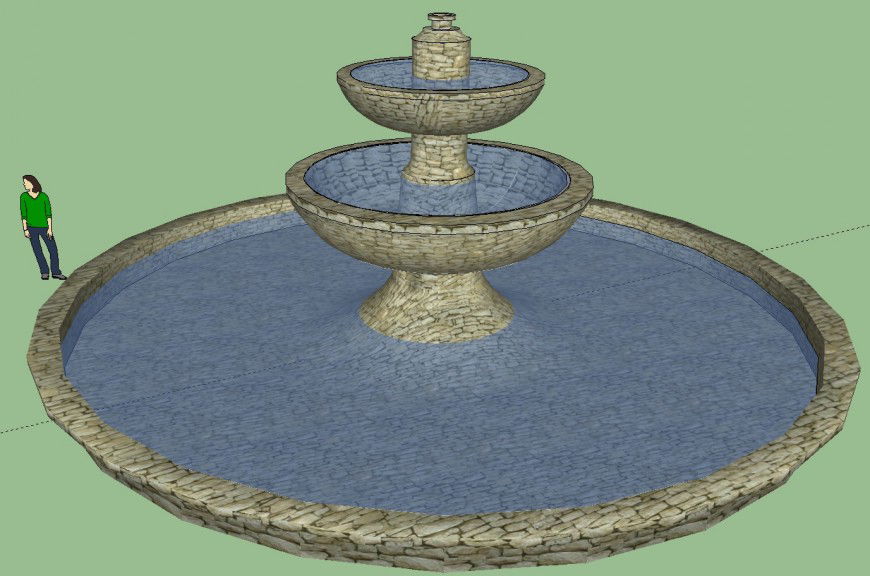 3d model of fountain design layout sketch-up file