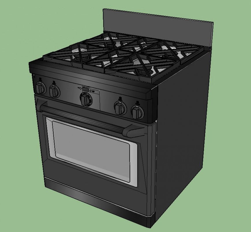 3d model of gas-stove kitchen equipment layout CAD block sketch-up file