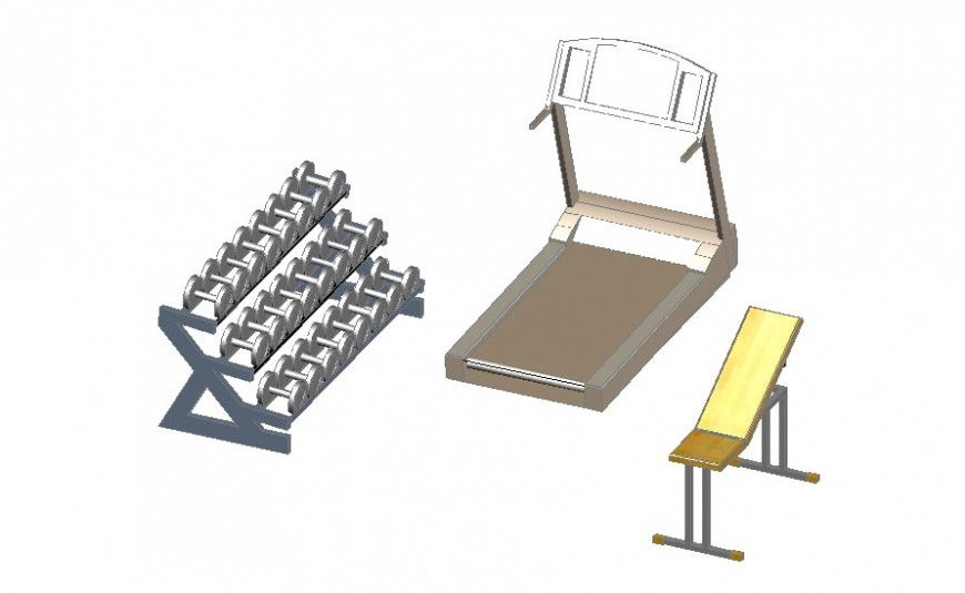3d model of gyming equipment block detail autocad file