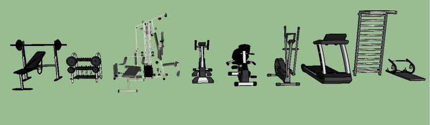 3d model of Gyming equipment block layout sketch-up file