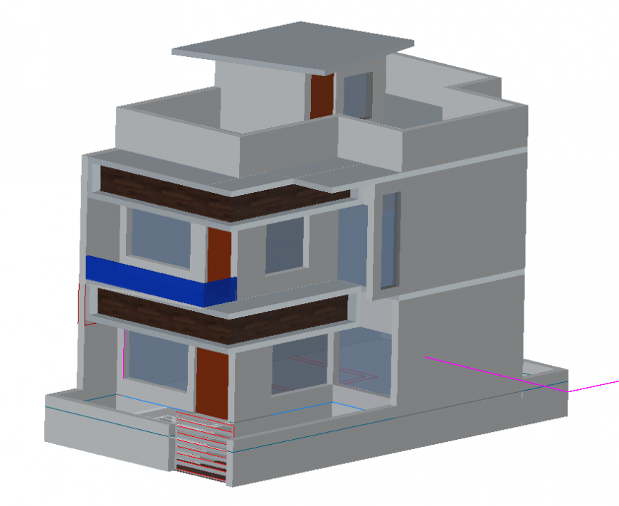 3d model of housing building detail elevation layout autocad file