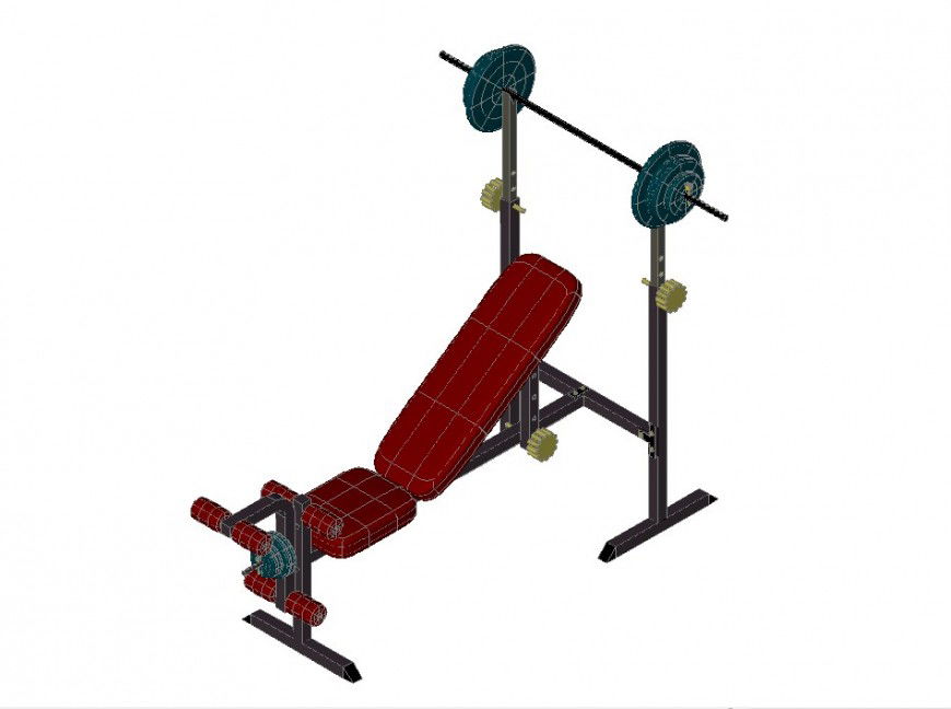 3d model of Inclined chest press machine detail layout autocad file