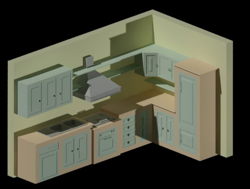 3d model of kitchen design dwg file