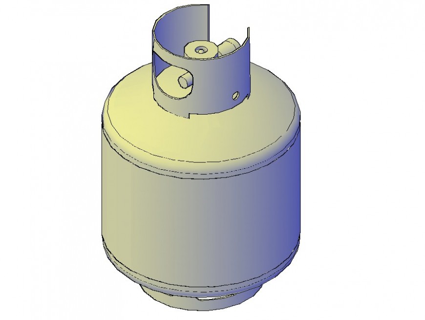 3d model of LPG gas cylinder detail layout file in autocad format