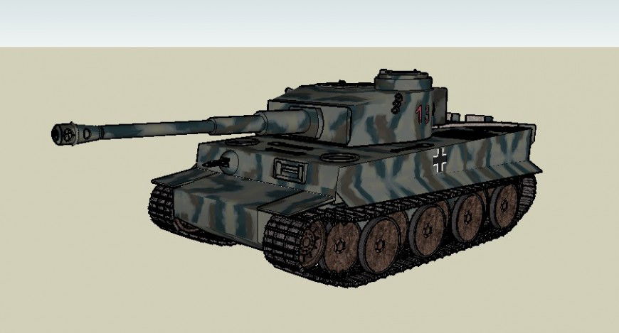 3d model of military tank detail vehicle block sketch-up file