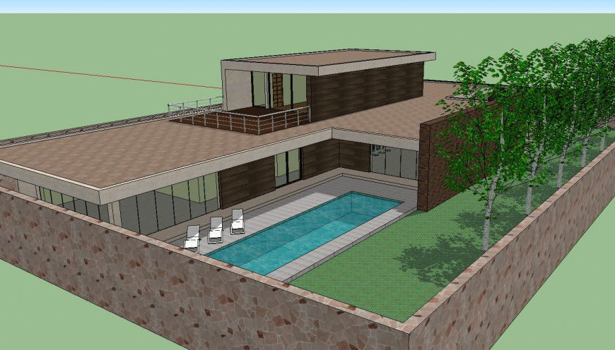 3d model of minimalist house design skp file