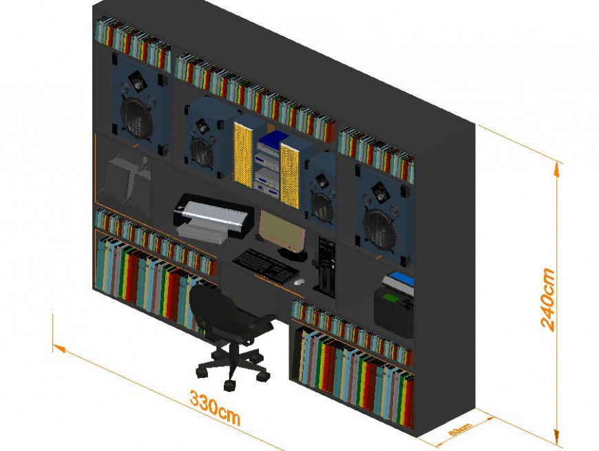 3d model of office furniture detail CAD block layout file in dwg format