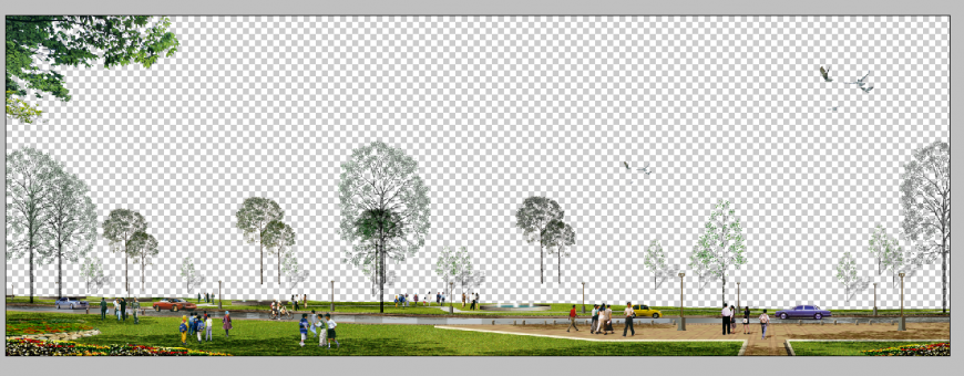 3d model of park detail elevation Photoshop file