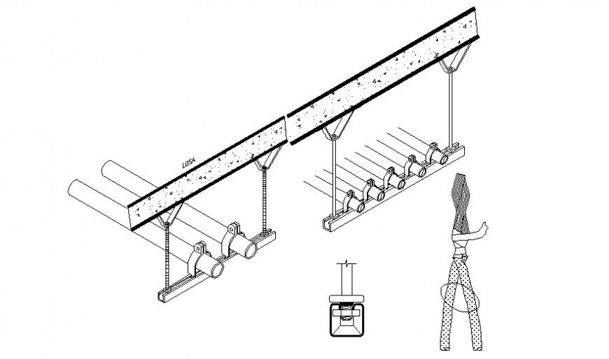 3d model of pipe blocks detailing drawing in AutoCAD
