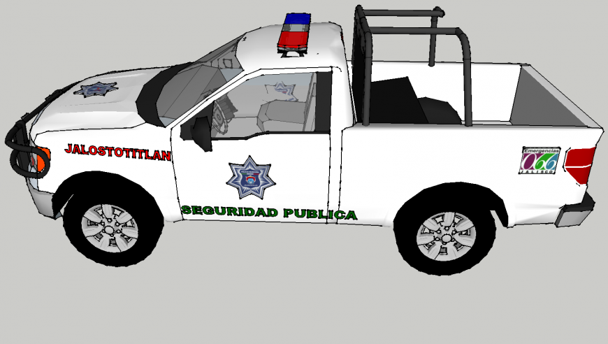 3d model of police jeep detail elevation vehicle block sketch-up file
