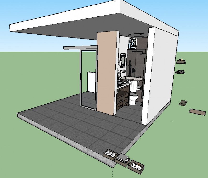 3d model of sanitary toilet block layout sketch-up file