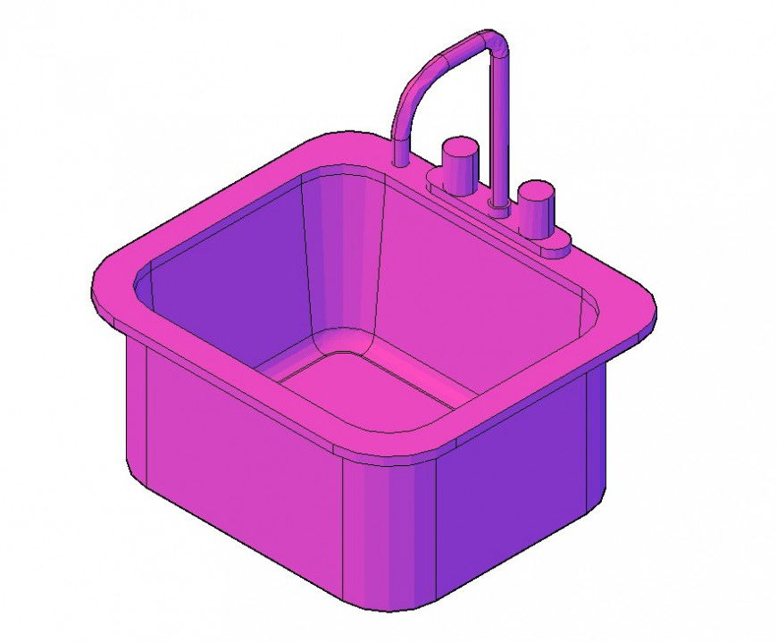 3d model of single wash-basin detail CAD block layout file n dwg format