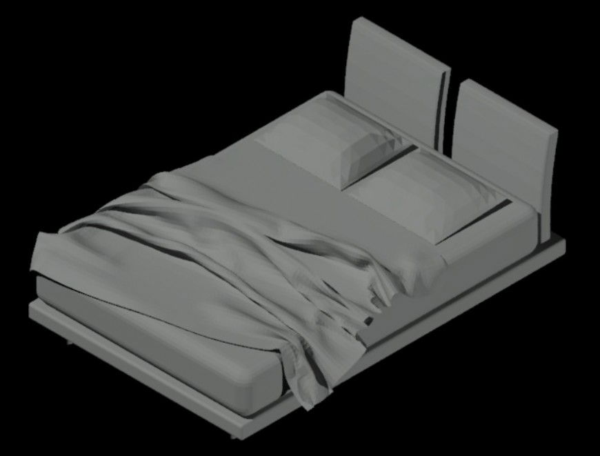 3d model of small double bed design