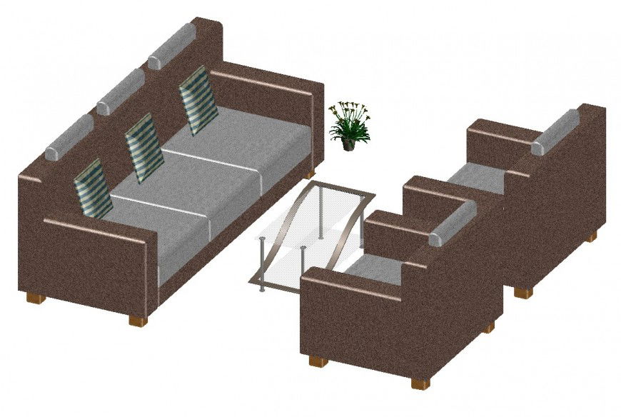 3D Model of sofa-set design cad file