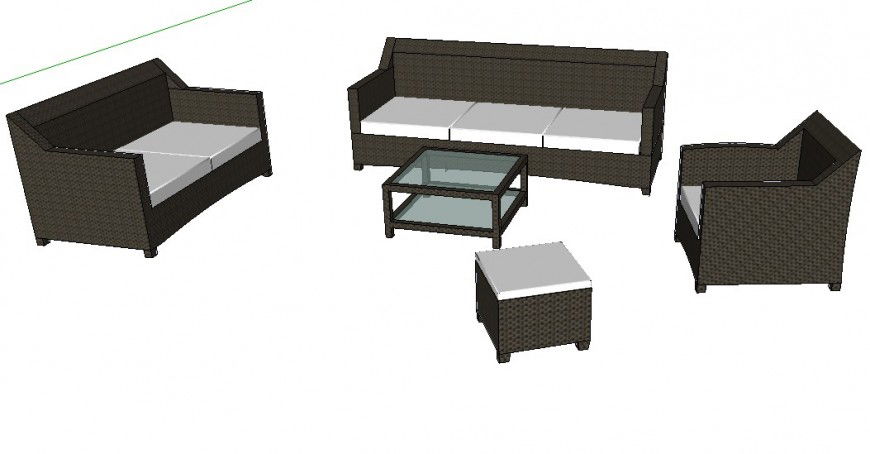3D Sofa Set DWG Block for Furniture Layout and Design