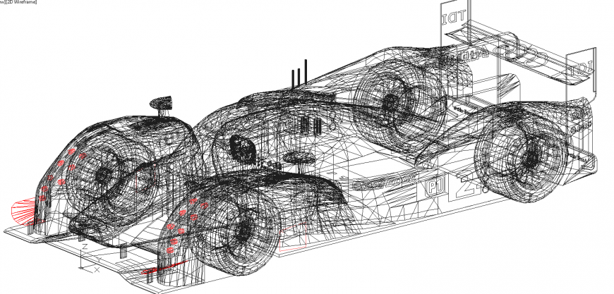 3d model of sports car in dwg AutoCAD file.
