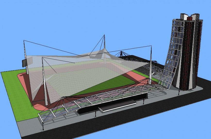 3d model of sports ground detail layout sketch-up file