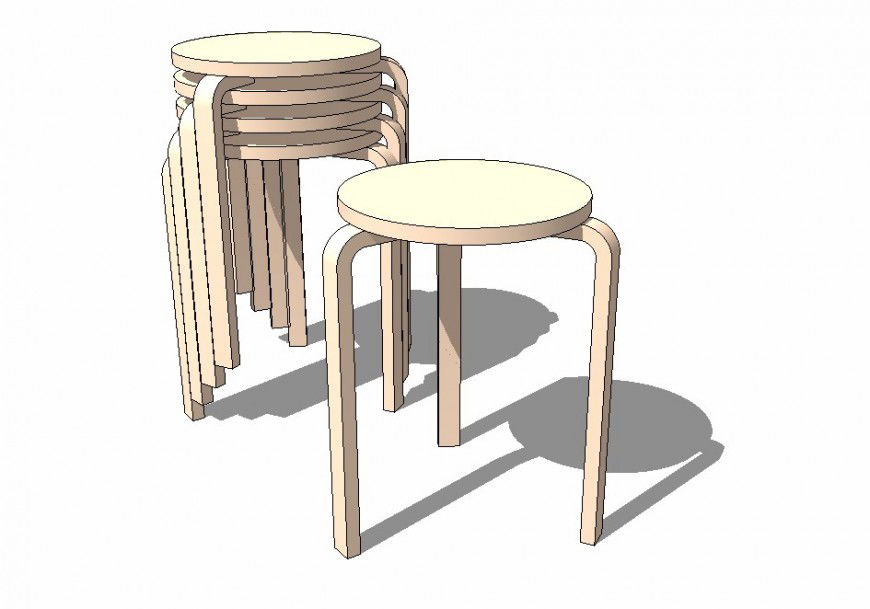 3d model of stool detail furniture unit layout file in autocad format