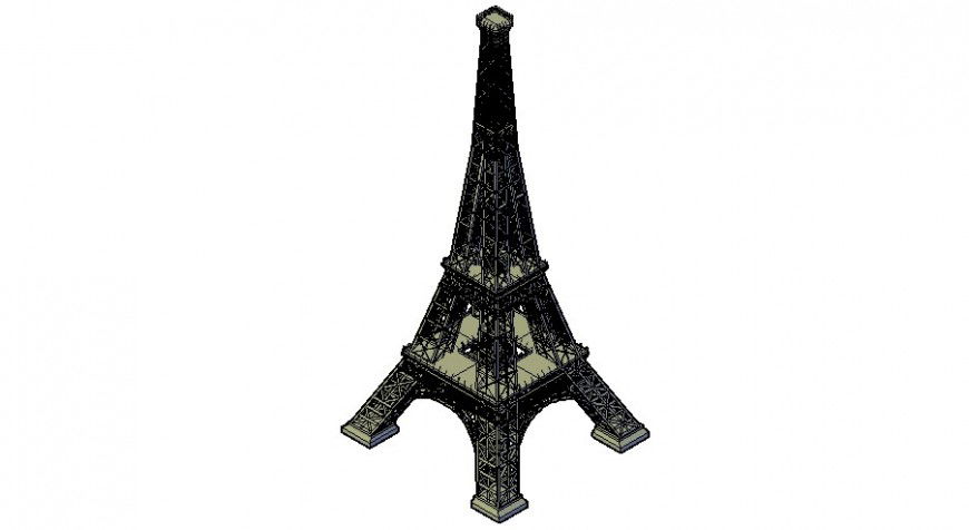 3d model of the Eiffel tower detail in dwg AutoCAD file.
