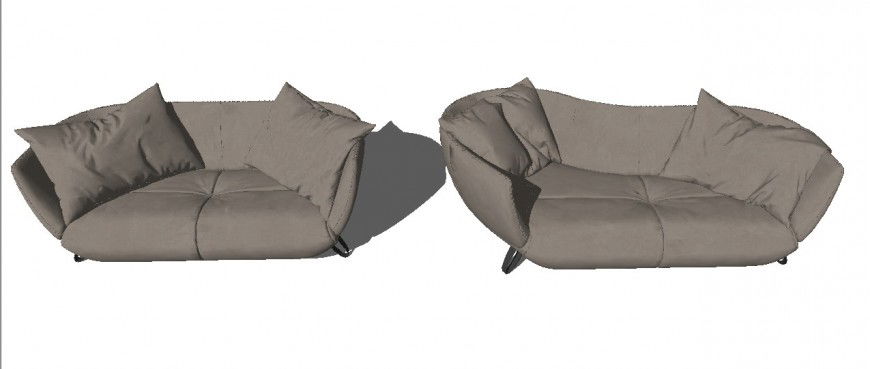 3D Two-Seater Sofa Set Model SketchUp File for Layouts