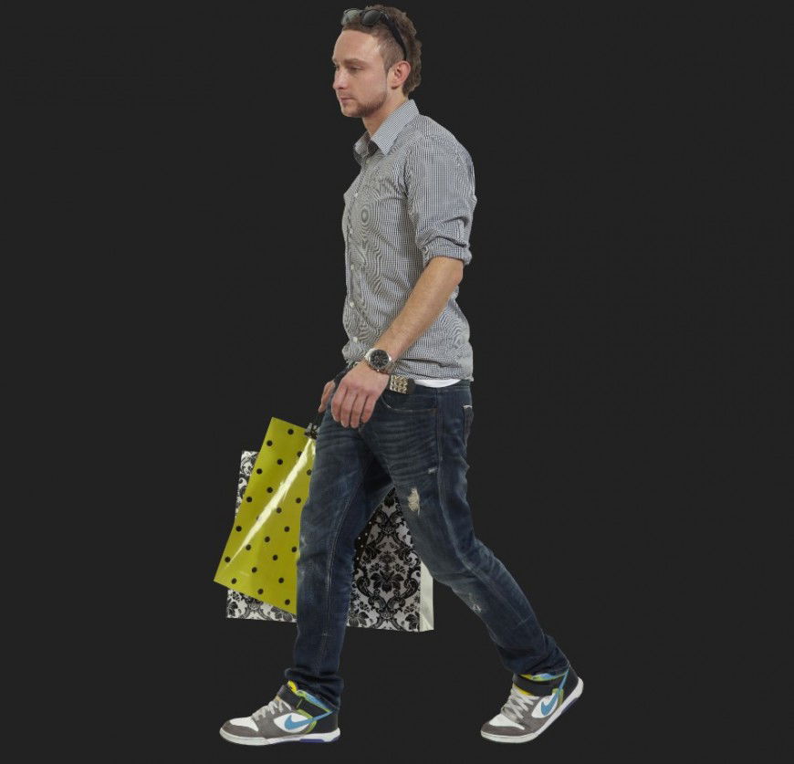 3d model of young man detail CAD blocks layout file