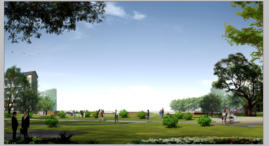 3d model park ground layout elevation Photo-shop file