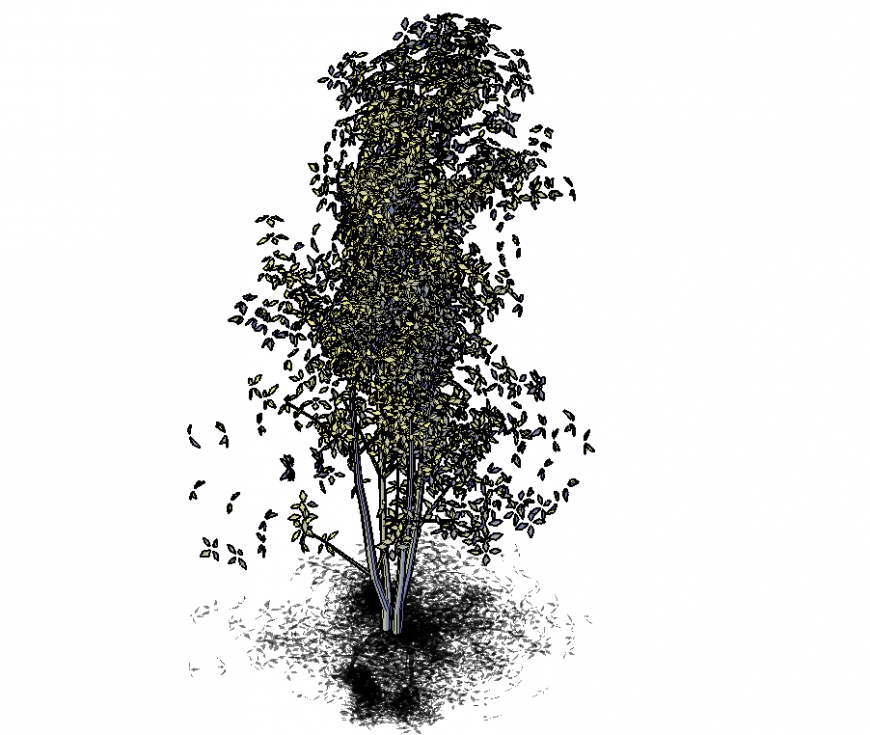 3d model tall tree in dwg AutoCAD file.